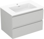 Mexen Rivel szafka łazienkowa 70 cm z umywalką Otis, 2 szuflady, ryflowana , szara mat/biała mat - 91A20-07047-2-BFF62-W18M01