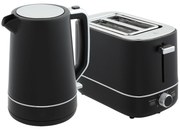 HOMCOM Zestaw czajnik 1,7 L i toster z 6 stopniami zrumienienia, Czarny/Stal