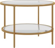 HOMCOM Stolik pomocniczy, nowoczesne wzornictwo, 2 poziomy, Ø60x43H cm, odcień złota