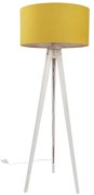 Lampa podłogowa trójnóg biała z żółtym materiałowym abażurem 50 cm - Tripod Classic Rustykalny / Vintage Oswietlenie wewnetrzne