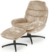 Beżowy fotel z funkcją kołyski i podnóżkiem K7-K19