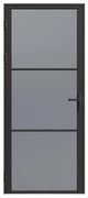 Drzwi kompletne dwustronne z aluminium i dymionego szkła hartowanego - wys. 204 x szer. 83 cm - Czarny - MASERU