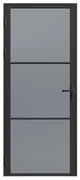 Drzwi kompletne dwustronne z aluminium i dymionego szkła hartowanego - wys. 204 x szer. 83 cm - Czarny - MASERU