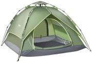 Outsunny Namiot kempingowy szybki montaż dla rodziny 2 dorosłych 1 dziecko wodoodporny zielony 210x210x140cm | Aosom PL