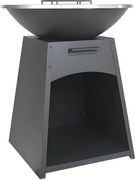 Grill z płytą i paleniskiem ze stali - szer. 81 x dł. 81 x wys. 96 cm - Czarny - CORVERA