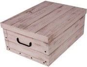 Pudełko do przechowywania z pokrywą Wood, biały, 51 x 37 x 24 cm