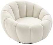 Fotel muszla obrotowy z białej bukli - COSSATO