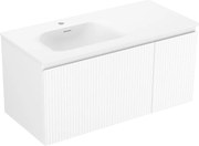 Mexen Rivel szafka łazienkowa 100 cm z umywalką Vela lewą, 1S, 1D, ryflowana, biała mat - 91A23-10047-3-BBFF01-W23L01
