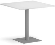 Stolik kawowy ENZO, 80x80 cm, szaro-srebrna podstawa, biały