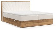 Kremowo-naturalne łóżko boxspring ze schowkiem 140x200 cm Asahi – Maison de Rêve