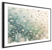 Plakat Morski świat 90x60 cm z ramą czarną z marginesem ARTGEIST B