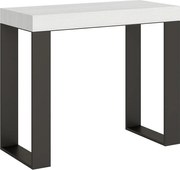 Konsola rozkładana 90x40/196 cm Tecno Small Frassino biała rama w kolorze Antracytu