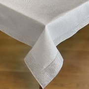 Obrus glamour z cyrkoniami szary prostokątny z lurexu - 110x160 cm