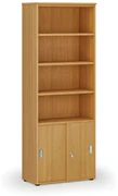 Szafa biurowa kombinowana PRIMA WOOD, drzwi przesuwne na 2 poziomach, 2128 x 800 x 420 mm, buk