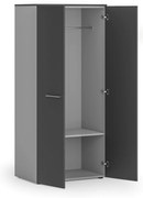 Szafa ubraniowa biurowa PRIMO GRAY, 1 półka, drążek do szafy, 800 x 500 x 1781 mm, szary/grafitowy