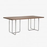 Prostokątny Stół Jadalny Z Płyty Mdf I Tento Ze Stali Nierdzewnej Fornir Orzechowy & 200 X 100 Cm - Sklum