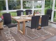 Krzesło do jadalni MCW-F36 (zestaw 6 sztuk),  imitacja skóry, czarne