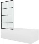 Mexen Vega wanna prostokątna 150 x 70 cm z obudową i parawanem 1-skrzydłowym 70 cm, czarny wzór fix - 550115070X9307007077