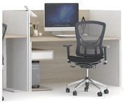 Biurko FUTURE z panelami, biały/dąb