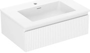 Mexen Rivel szafka łazienkowa 70 cm z umywalką Otis, 1 szuflada, ryflowana , biała mat - 91A20-07023-1-BF01-W18M01