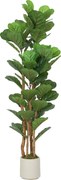 HOMCOM Sztuczny fikus lirolistny sztuczna roślina z 71 liśćmi, masywny drewniany pień, doniczka, 50 x 50 x 150 cm, zielony | Aosom PL