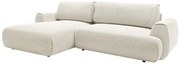 Kanapa narożna lewostronna rozkładana z beżową melanżową tapicerką - MONELIA
