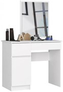 Białe biurko z toaletką z lustrem do sypialni lewostronne D9-D44