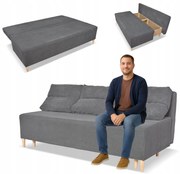 Kanapa sofa KIMO funkcja spania pojemnik Family Meble Anafi c szara sztruks