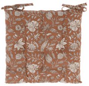 Poduszka na krzesło wiązana, wzór w kwiaty, 100% bawełny, 40 x 40 cm