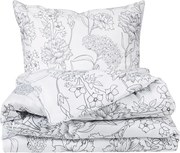 Matex Pościel satynowa Szare kwiaty, 140 x 200 cm,70 x 90 cm