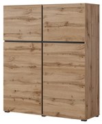 Komoda wysoka CROSS 4D 119cm dąb wotan/czarna HELVETIA