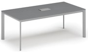 Stół konferencyjny PRIMO INVITATION, 200x100 cm, grafit + port blatowy TYP I, srebrny