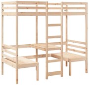 Piętrowe łóżko z biurkiem i krzesłami naturalna sosna 90x190 M2-E42