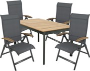 Doppler CONCEPT YELMO FSC® 4+1 - ogrodowy zestaw wypoczynkowy (aluminium/drewno tekowe)
