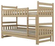 Łóżko piętrowe BARTEK 160x80 sosna lakierowana drewniane trzyosobowe KOCOT KIDS