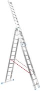 Trzyczęściowa aluminiowa drabina PROFI, 3x13 stopni, 8,22 m