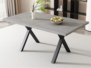 Stół jadalny prostokątny - nogi w kształcie X z kutego żelaza - Szary