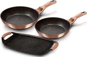 Komplet 3 złotych aluminiowych patelni A4-C92