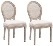 Zestaw 2 krzeseł - Plecionka, tkanina i drewno kauczukowe - Beżowy - ANTOINETTE