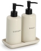 Ceramiczne dozowniki do mydła i lotionu BATH STYLE, 3 elementy