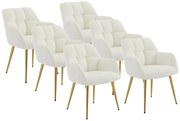 Zestaw 6 krzeseł z podłokietnikami - Bukla i złoty metal - Biały - PEGA Pascala Morabito
