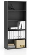 Regał biurowy wysoki SEGMENT, 4 półki, 840 x 350 x 1880, grafit