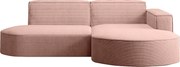 Narożnik MODENA STUDIO, tkanina sztruksowa Poso, Różowy, Prawy