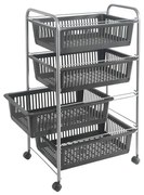 Ciemnoszary/srebrny regał na kółkach 46x78 cm – Metaltex