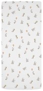 Białe prześcieradło dziecięce do łóżeczka z satyny bawełnianej z gumką 60x120 cm Hugging Bunnies – Butter Kings