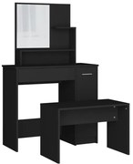 Czarna toaletka kosmetyczna z lustrem i stołkiem B4-P75