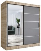 Szafa przesuwna MODUO COMFORT 3 180 dąb sonoma/antracyt z lustrem MKPOL
