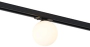 Nowoczesna lampa sufitowa czarna z białym szkłem do 1-fazowego systemu szynowego - Iconic Perle