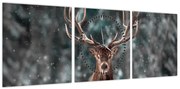 Obraz - Majestatyczność jelenia (z zegarem) (90x30 cm)