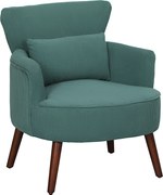 HOMCOM Fotel Welurowy Butelkowa Zieleń Retro Fotel Akcentowy do Salonu i Biura Miękki z Poduszką Lędźwiową | Aosom PL